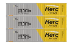 Athearn 16391 HO Scale 40' Low Cube Container Herc Rentals EASU 3 Pack #1