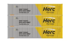 Athearn 16392 HO Scale 40' Low Cube Container Herc Rentals EASU 3 Pack #2
