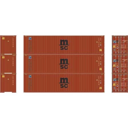Athearn 17439 N Scale 40' High Cube Container MSC/Florens 3 Pack #2 4 Athearn 17439 N Scale 40' High Cube Container MSC/Florens 3 Pack #2 - Image 2