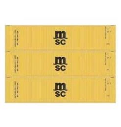 Athearn 17443 N Scale 40' High Cube Container Mediterranean Shipping MSC 3 Pack #2