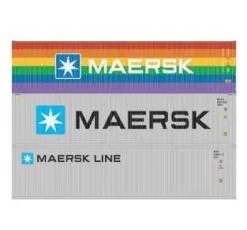 Athearn 17446 N Scale 40' High Cube Container (Rainbow) Maersk 3 Pack