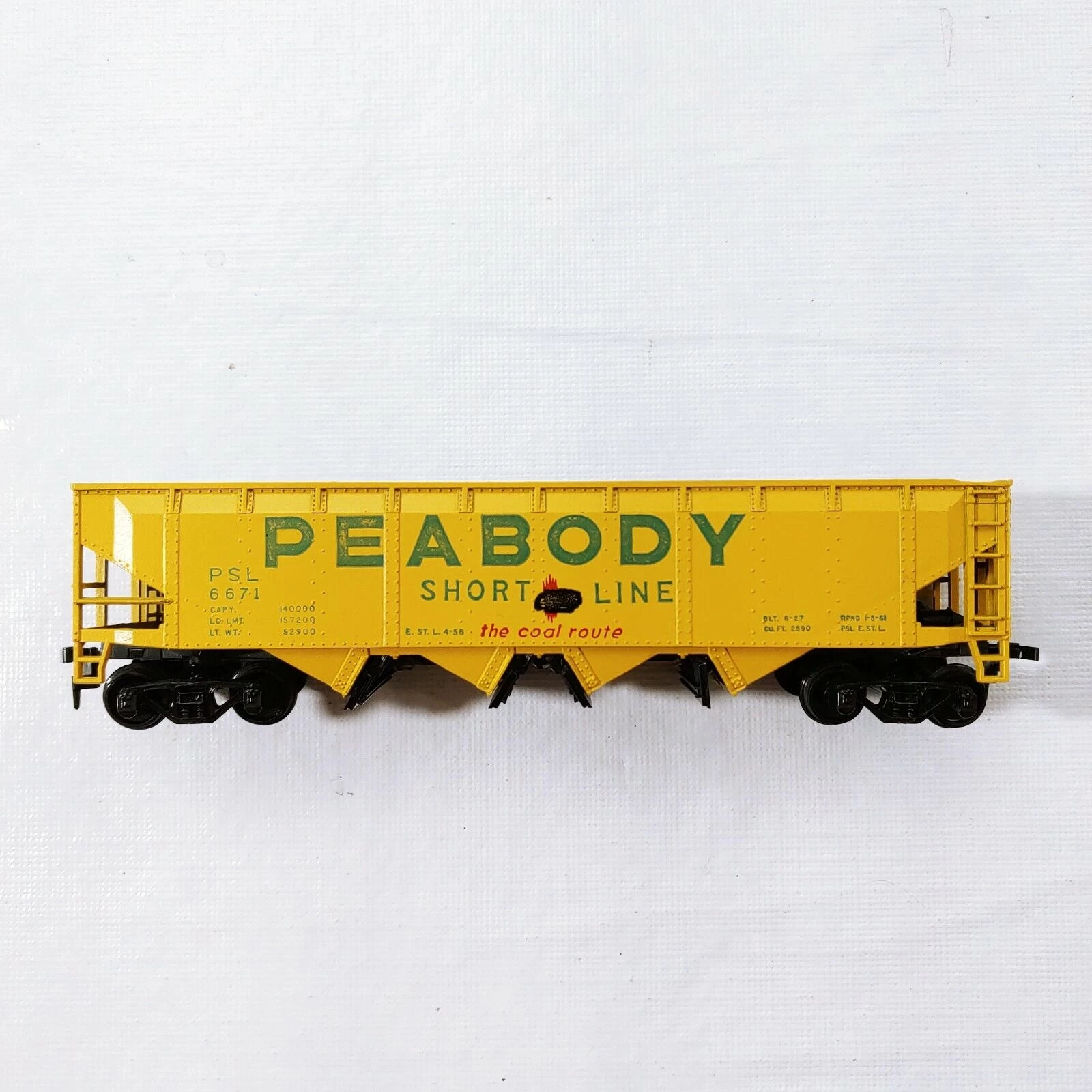 Athearn 1756 HO Scale 3 Bay Open Hopper (Blue Box Kit) Peabody PSL 6671 - NOS 3 Athearn 1756 HO Scale 3 Bay Open Hopper (Blue Box Kit) Peabody PSL 6671 - NOS
