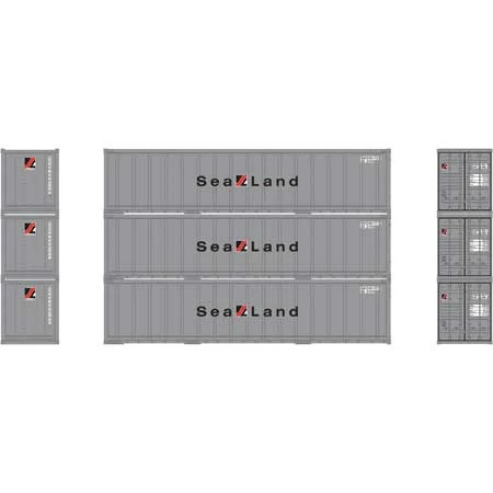 Athearn 17712 N Scale 40' Smooth Side Container Sealand 3 Pack 4 Athearn 17712 N Scale 40' Smooth Side Container Sealand 3 Pack - Image 2