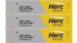 Athearn 20108 N Scale 40' Low Cube Container Herc Rentals EASU 3 Pack #1