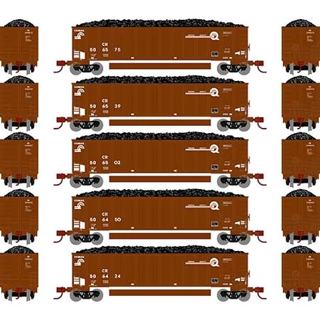 Athearn 25076 N Scale BethGon Coalporter Conrail CR 5 Pack #3 4 Athearn 25076 N Scale BethGon Coalporter Conrail CR 5 Pack #3 - Image 2