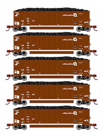Athearn 25076 N Scale BethGon Coalporter Conrail CR 5 Pack #3 3 Athearn 25076 N Scale BethGon Coalporter Conrail CR 5 Pack #3