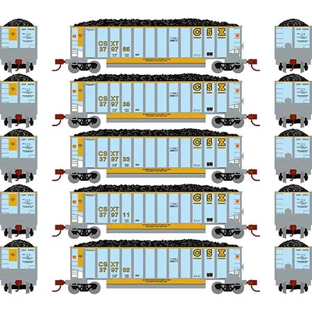 Athearn 25077 N Scale BethGon Coalporter CSX 5 Pack #1 4 Athearn 25077 N Scale BethGon Coalporter CSX 5 Pack #1 - Image 2