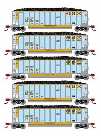 Athearn 25077 N Scale BethGon Coalporter CSX 5 Pack #1 3 Athearn 25077 N Scale BethGon Coalporter CSX 5 Pack #1