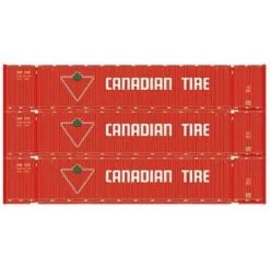 Athearn 26523 HO Scale 53' Jindo Intermodal Container Canadian Tire CDAU 3-Pack #1