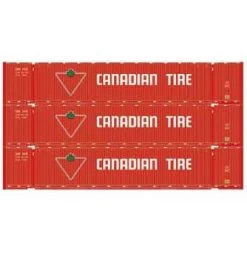 Athearn 26576 HO Scale 53' Jindo Intermodal Container Canadian Tire CDAU 3-Pack #2