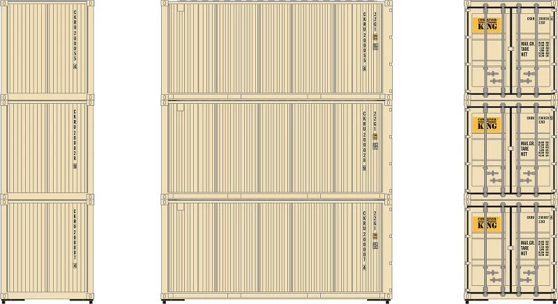 Athearn 27782 HO Scale 20' Intermodal Corrugated Container "Container King" CKRU 3-Pack #2 4 Athearn 27782 HO Scale 20' Intermodal Corrugated Container "Container King" CKRU 3-Pack #2 - Image 2