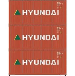 Athearn 27783 HO Scale 20' Intermodal Corrugated Container Hyundai HDMU 3-Pack #1