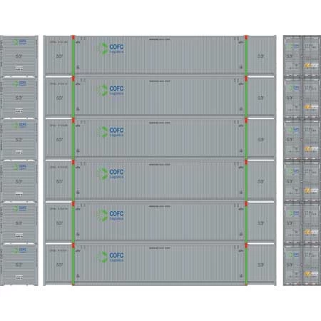 Athearn 28527 HO Scale 53' CIMC Intermodal Container COFC Logistics CFCQ 6 Pack #1 4 Athearn 28527 HO Scale 53' CIMC Intermodal Container COFC Logistics CFCQ 6 Pack #1 - Image 2