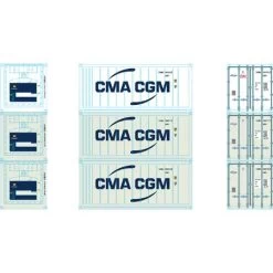 Athearn 28883 HO Scale 20' Intermodal Reefer Container CMA CGM CGMU 3-Pack