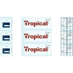 Athearn 28884 HO Scale 20' Intermodal Reefer Container Tropical TTRU 3-Pack