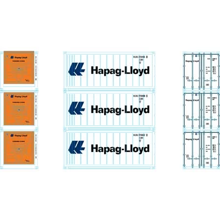 Athearn 28888 HO Scale 20' Intermodal Reefer Container Hapa-Llyod HLXU 3-Pack 3 Athearn 28888 HO Scale 20' Intermodal Reefer Container Hapa-Llyod HLXU 3-Pack