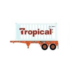 Athearn 28890 HO Scale 20' Intermodal Chassis With Tropical Reefer Container