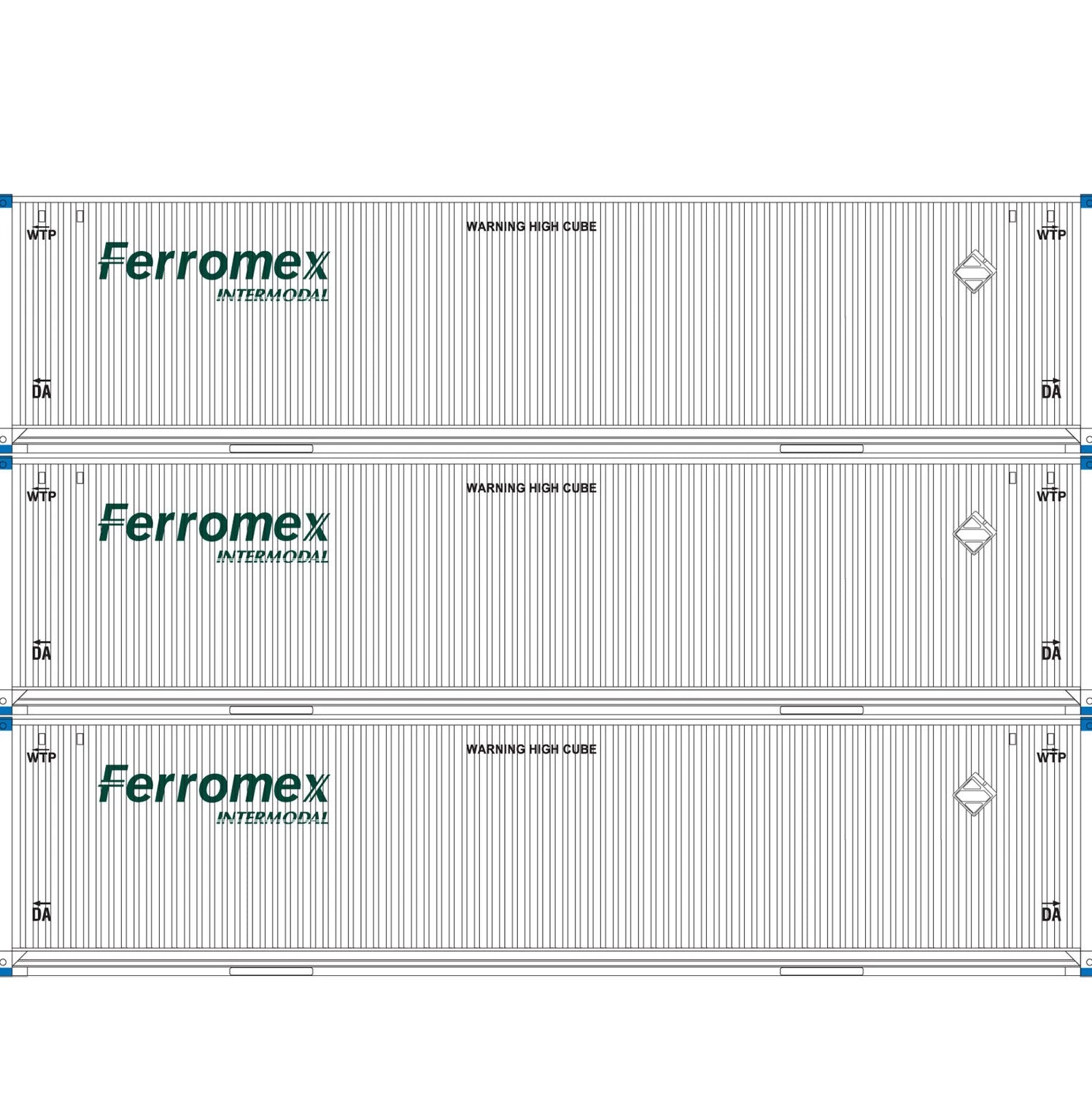 Athearn 29365 HO Scale 53' Jindo Intermodal Container Ferromex FXEU 3-Pack #1 3 Athearn 29365 HO Scale 53' Jindo Intermodal Container Ferromex FXEU 3-Pack #1