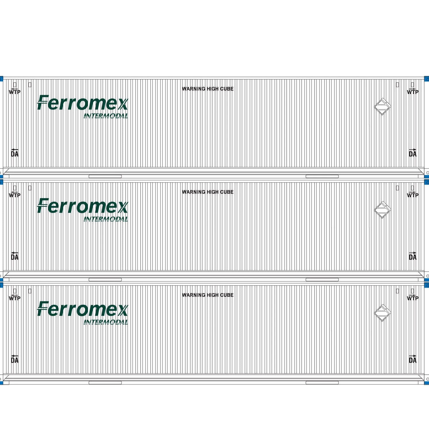 Athearn 29366 HO Scale 53' Jindo Intermodal Container Ferromex FXEU 3-Pack #2 3 Athearn 29366 HO Scale 53' Jindo Intermodal Container Ferromex FXEU 3-Pack #2