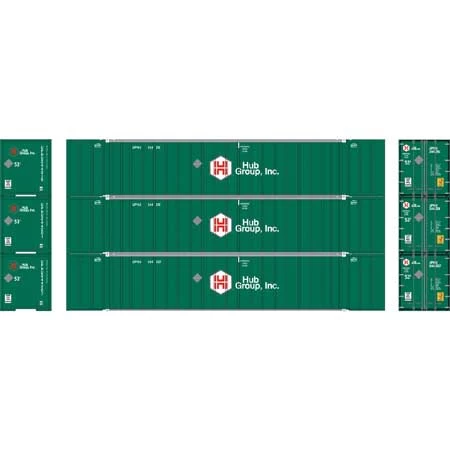 Athearn 40124 HO Scale 53' Stoughton Intermodal Container HUB Group UPHU 3 Pack #1 4 Athearn 40124 HO Scale 53' Stoughton Intermodal Container HUB Group UPHU 3 Pack #1 - Image 2