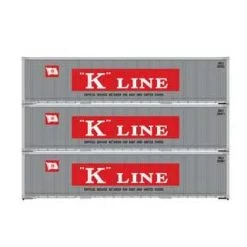 Athearn 63393 HO Scale 40' Smooth Side Container K Line KKLU 3 Pack #1