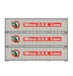 Athearn 63396 HO Scale 40' Smooth Side Container Mitsui OSK Lines MOLU 3 Pack #2