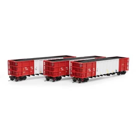 Athearn 7482 HO Scale Thrall High Side Gondola With Load Herzog "Red/White" HZGX 3 Pack #3 3 Athearn 7482 HO Scale Thrall High Side Gondola With Load Herzog "Red/White" HZGX 3 Pack #3