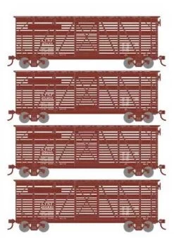 Athearn 75991 HO Scale 40' Stock Car Santa Fe ATSF 4 Pack