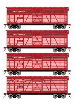 Athearn 76000 HO Scale 40' Stock Car Great Northern GN 4 Pack