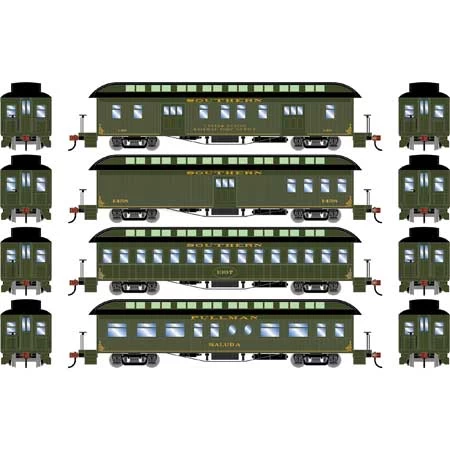 Athearn 84859 HO Scale Overland Passenger Car 4 Pack Southern Railway 4 Athearn 84859 HO Scale Overland Passenger Car 4 Pack Southern Railway - Image 2