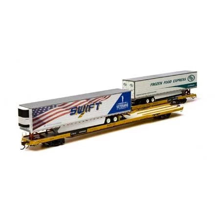 Athearn Genesis G69983 HO Scale F89-F89'8" Long Runner Flat Car W/ Trailer 3 Athearn Genesis G69983 HO Scale F89-F89'8" Long Runner Flat Car W/ Trailer