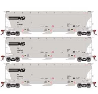 Athearn Genesis G89963 HO Scale Trinity 3 Bay Covered Hopper Norfolk Southern NS 3 Pack #1 3 Athearn Genesis G89963 HO Scale Trinity 3 Bay Covered Hopper Norfolk Southern NS 3 Pack #1