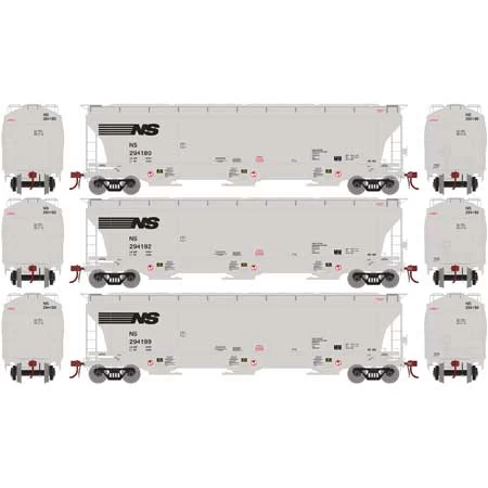 Athearn Genesis G89963 HO Scale Trinity 3 Bay Covered Hopper Norfolk Southern NS 3 Pack #1 4 Athearn Genesis G89963 HO Scale Trinity 3 Bay Covered Hopper Norfolk Southern NS 3 Pack #1 - Image 2