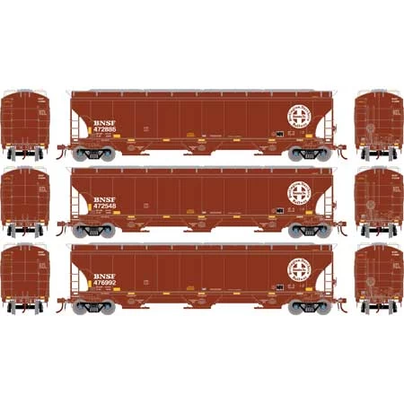 Athearn Genesis G90005 HO Scale Trinity 3 Bay Covered Hopper BNSF "Circle/Cross" 3 Pack #1 4 Athearn Genesis G90005 HO Scale Trinity 3 Bay Covered Hopper BNSF "Circle/Cross" 3 Pack #1 - Image 2