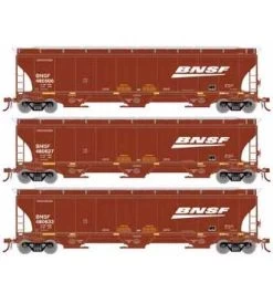 Athearn Genesis G90009 HO Scale Trinity 3 Bay Covered Hopper BNSF "Wedge/Swoosh" 3 Pack #1