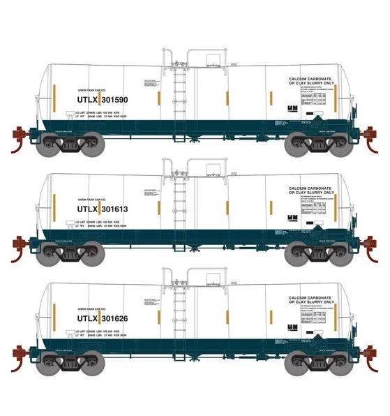 Athearn RTR 16401 HO Scale 16k Clay Slurry Tank Car Union UTLX 3 Pack 3 Athearn RTR 16401 HO Scale 16k Clay Slurry Tank Car Union UTLX 3 Pack