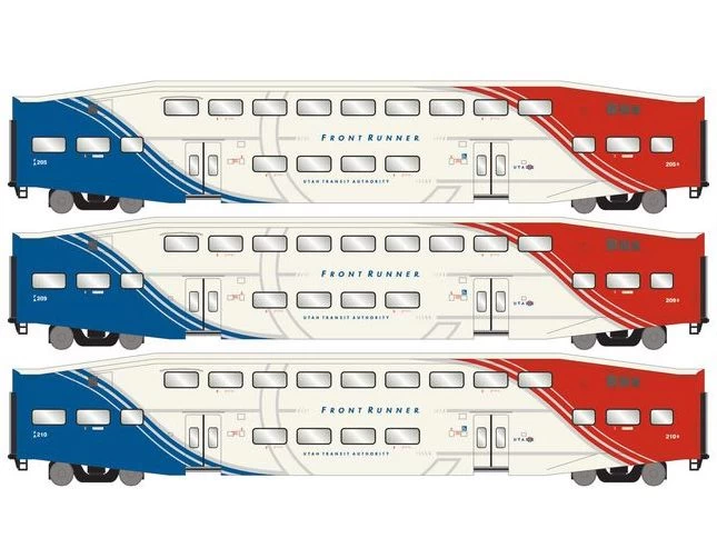 Athearn RTR 28588 N Scale Bombardier Coach Cars Utah FrontRunner UTAX 3 Pack 3 Athearn RTR 28588 N Scale Bombardier Coach Cars Utah FrontRunner UTAX 3 Pack