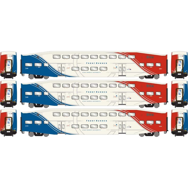 Athearn RTR 28588 N Scale Bombardier Coach Cars Utah FrontRunner UTAX 3 Pack 4 Athearn RTR 28588 N Scale Bombardier Coach Cars Utah FrontRunner UTAX 3 Pack - Image 2