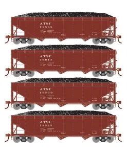 Athearn RTR 33078 HO Scale 40' Offset Coal Hopper W/Load Santa Fe ATSF 4-Pack #1
