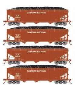 Athearn RTR 33084 HO Scale 40' Offset Coal Hopper W/Load Canadian National CN 4-Pack #1