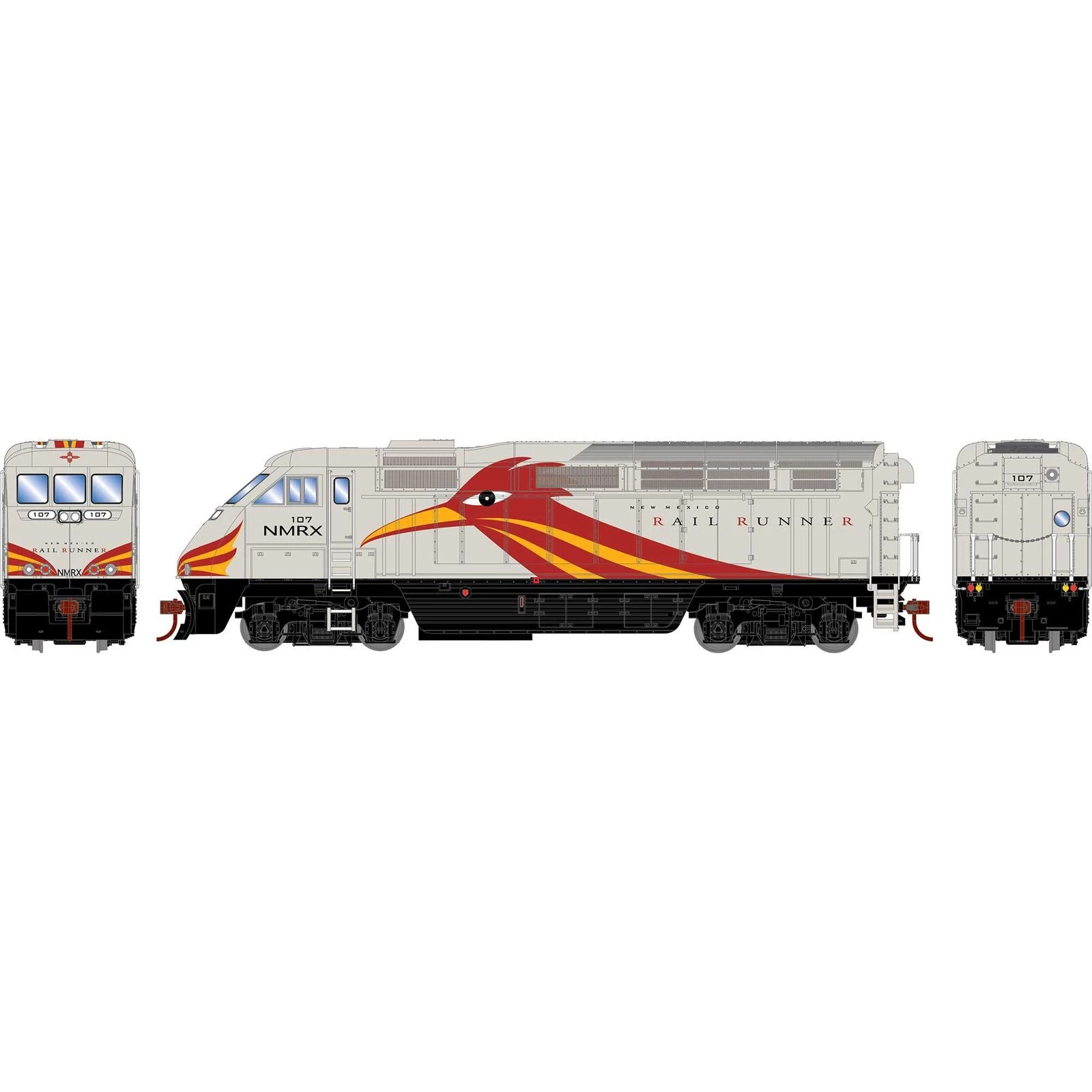Athearn RTR 64855 HO Scale EMD F59PHI Diesel New Mexico Railrunner NMRX 107 DC 4 Athearn RTR 64855 HO Scale EMD F59PHI Diesel New Mexico Railrunner NMRX 107 DC - Image 2