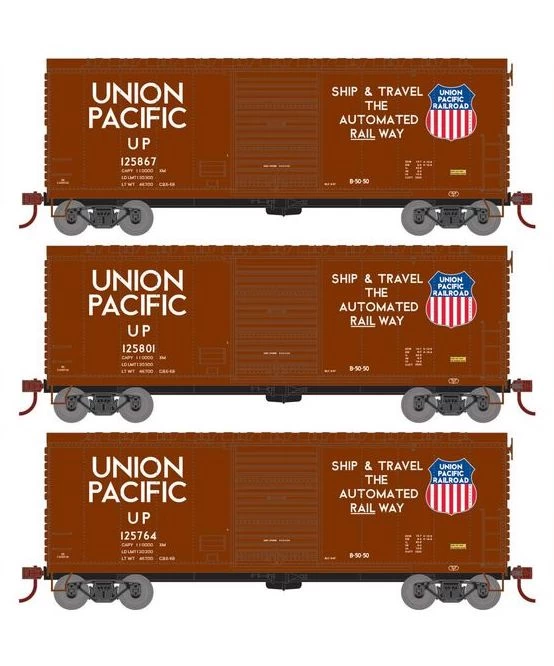 Athearn RTR 67962 HO Scale 40' Modernized Boxcar Union Pacific UP 3 Pack 3 Athearn RTR 67962 HO Scale 40' Modernized Boxcar Union Pacific UP 3 Pack