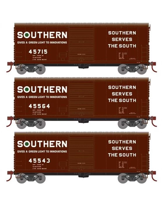 Athearn RTR 67971 HO Scale 40' Modernized Boxcar Southern SOU 3 Pack 3 Athearn RTR 67971 HO Scale 40' Modernized Boxcar Southern SOU 3 Pack