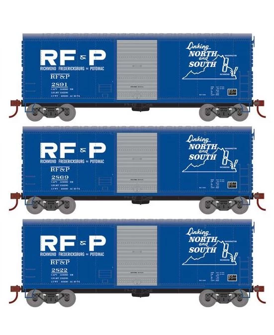 Athearn RTR 67977 HO Scale 40' Modernized Boxcar RF&P 3 Pack 3 Athearn RTR 67977 HO Scale 40' Modernized Boxcar RF&P 3 Pack