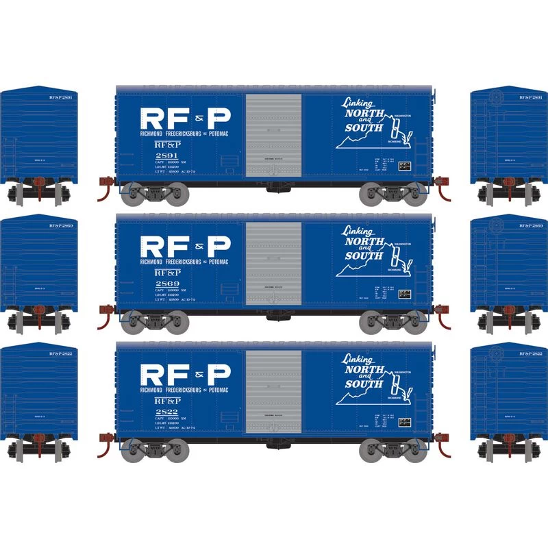 Athearn RTR 67977 HO Scale 40' Modernized Boxcar RF&P 3 Pack 4 Athearn RTR 67977 HO Scale 40' Modernized Boxcar RF&P 3 Pack - Image 2