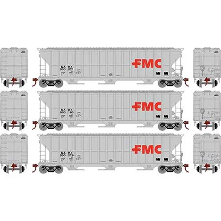 Athearn RTR 81582 HO 54' FMC 4700 Covered Hopper FMC NAHX 3 Pack 4 Athearn RTR 81582 HO 54' FMC 4700 Covered Hopper FMC NAHX 3 Pack - Image 2