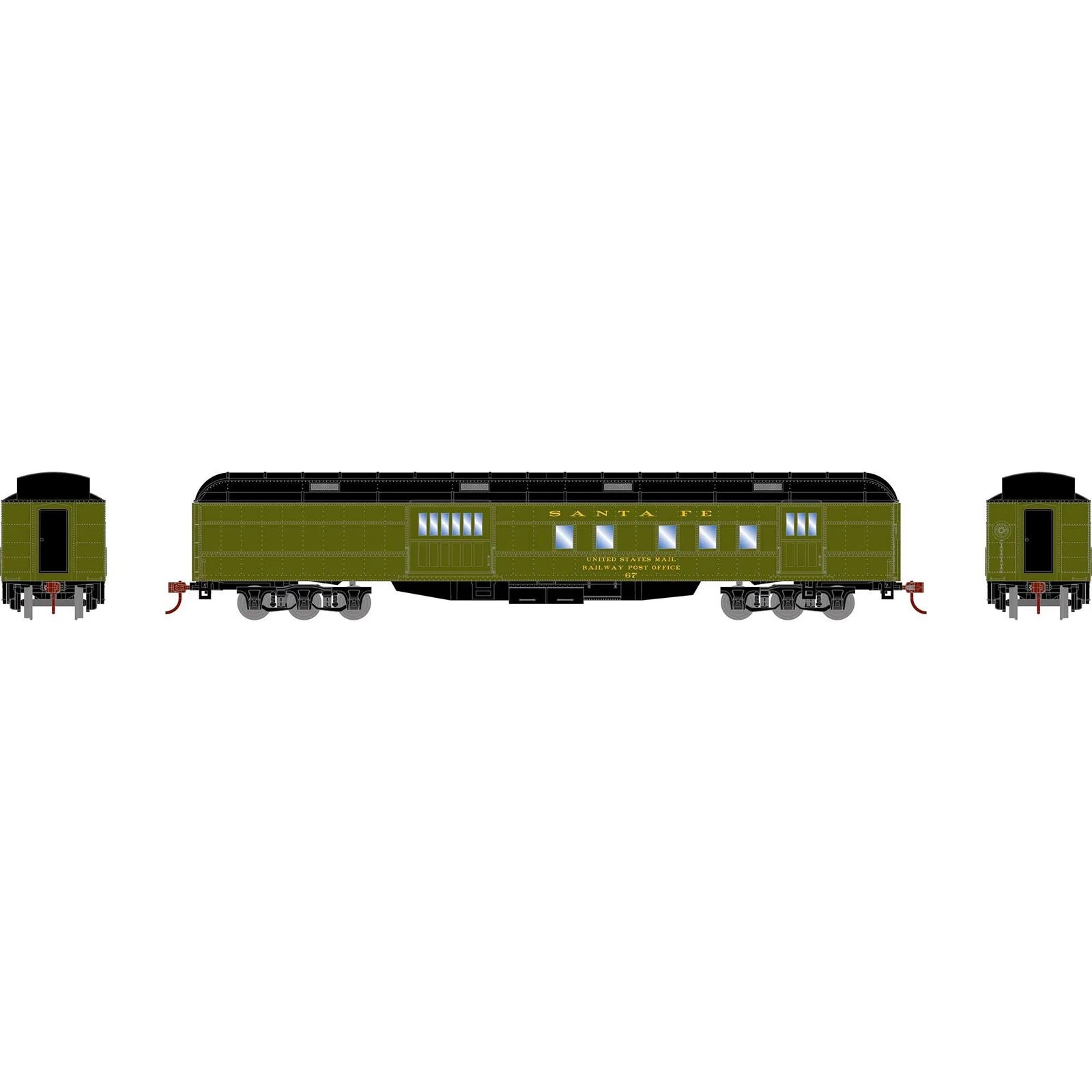 Athearn RTR 88226 HO Scale Heavyweight RPO Passenger Car Santa Fe ATSF 67 4 Athearn RTR 88226 HO Scale Heavyweight RPO Passenger Car Santa Fe ATSF 67 - Image 2