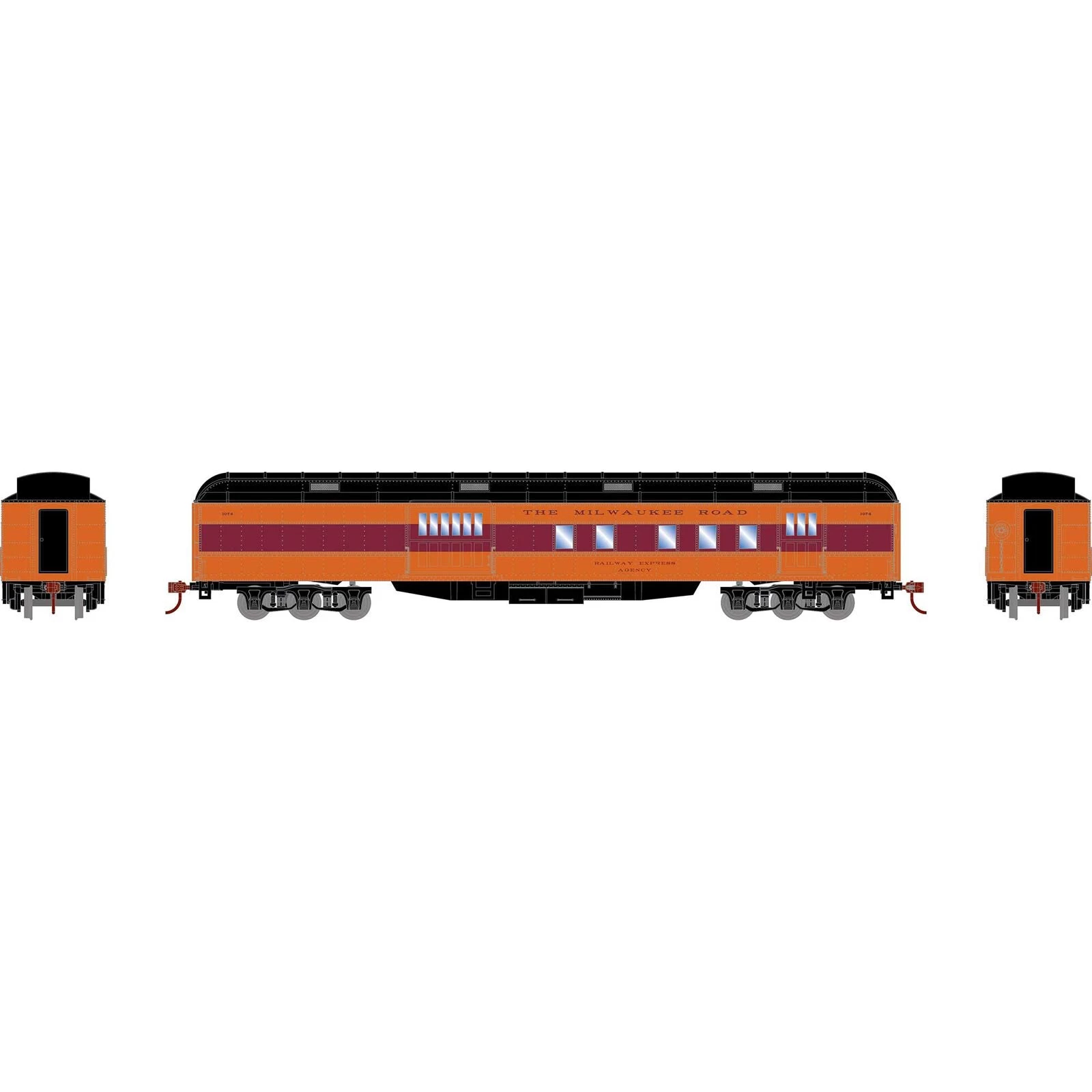 Athearn RTR 88227 HO Scale Heavyweight RPO Passenger Car Milwaukee Road MILW 1074 4 Athearn RTR 88227 HO Scale Heavyweight RPO Passenger Car Milwaukee Road MILW 1074 - Image 2